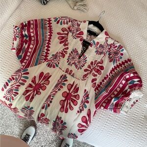 Boho colorful smocked boutique midi dress NWTs